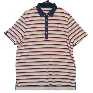 RLX Ralph Lauren Mens Polo Shirt XL Striped Wynn Golf Club Performance Navy